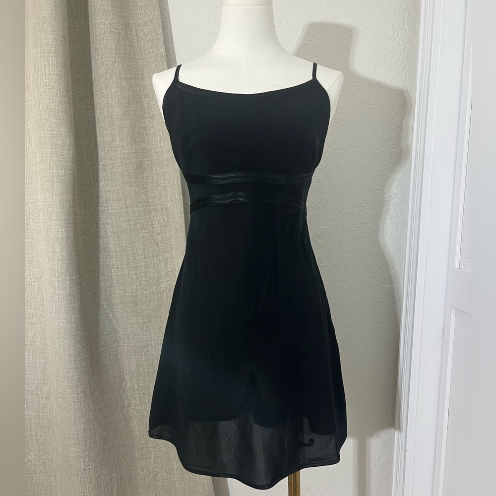 90s Y2K Whimsigoth‎ Short Black Slip Dress Jones New York Size Medium
